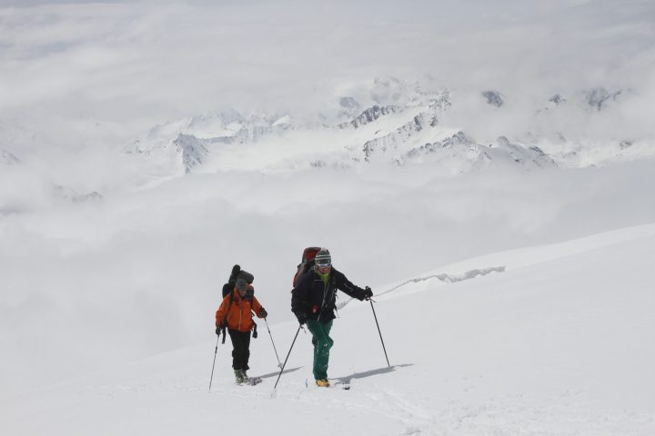 Ski ascent to Pastukhov rocks 4800 m