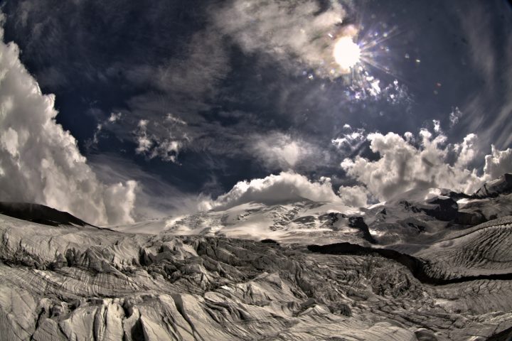 Glacier Karachaul under Elbrus – north Elbrus