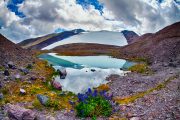 lake under the glacier Karachaul – north Elbrus